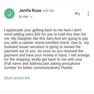 Please be aware of scammers.